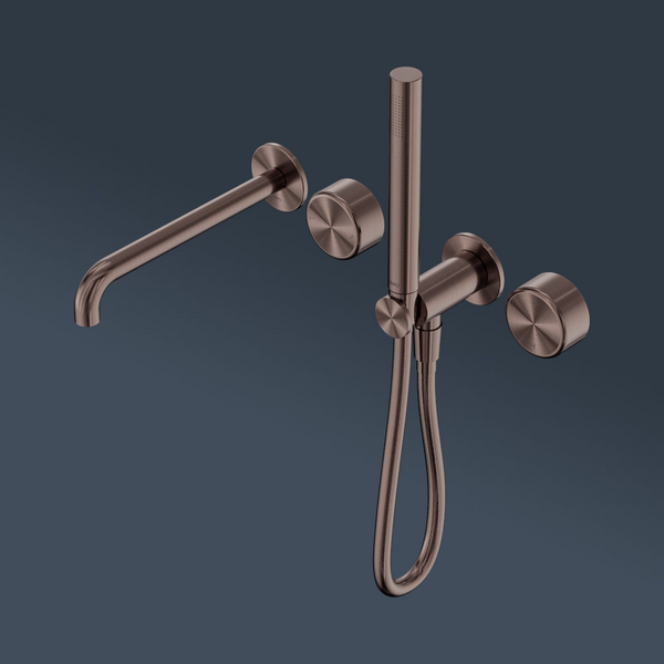 Nero Serenity Progressive Shower System With Spout With Metal Handle And Slim Shower Brushed Bronze