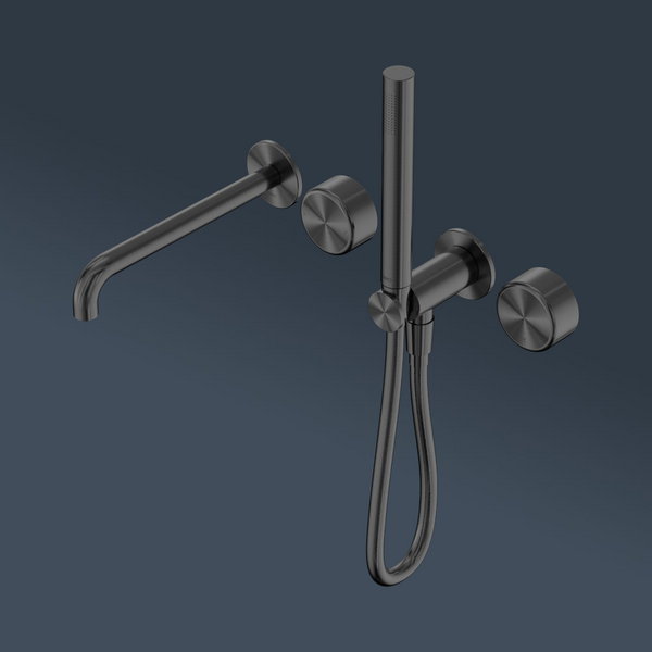 Nero Serenity Progressive Shower System With Spout With Metal Handle And Slim Shower Gunmetal