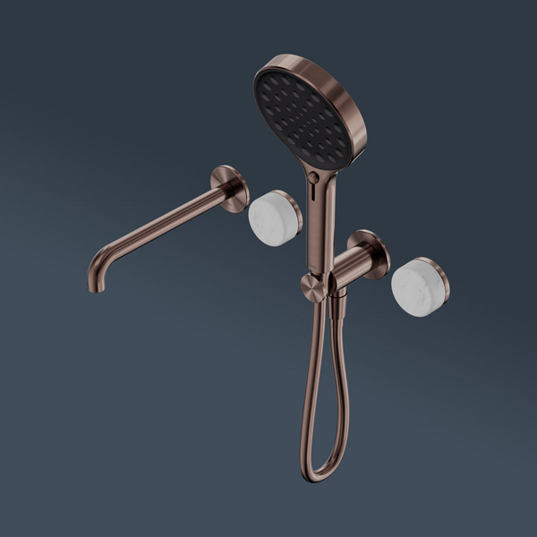 Nero Serenity Progressive Shower System With Spout With Carrara Handle And Serenity Hand Shower Brushed Bronze