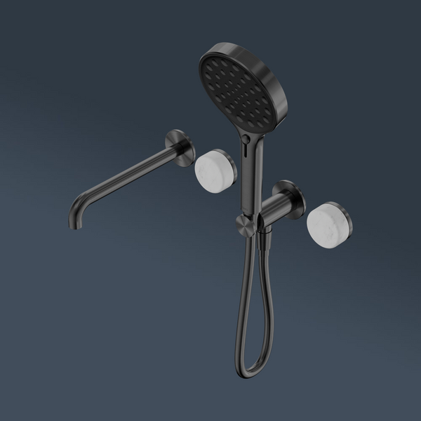 Nero Serenity Progressive Shower System With Spout With Carrara Handle And Serenity Hand Shower Gunmetal