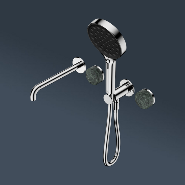 Nero Serenity Progressive Shower System With Spout With Verde Alpi Handle And Serenity Hand Shower Chrome