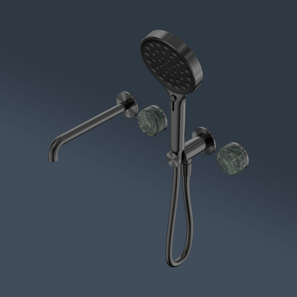 Nero Serenity Progressive Shower System With Spout With Verde Alpi Handle And Serenity Hand Shower Gunmetal