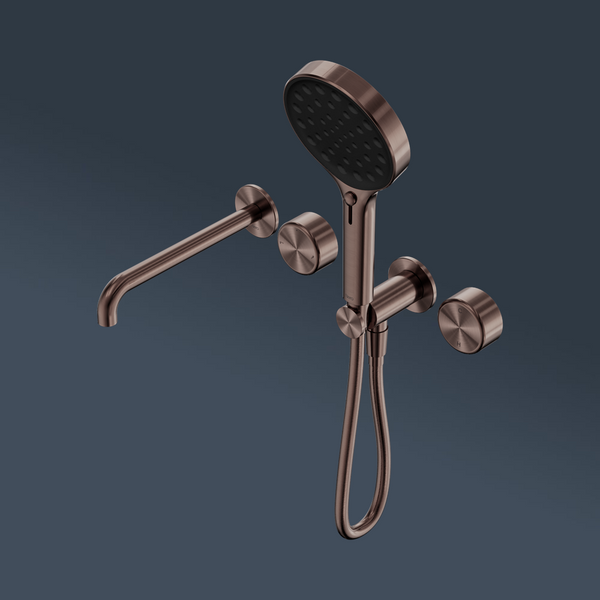 Nero Serenity Progressive Shower System With Spout With Metal Handle And Serenity Hand Shower Brushed Bronze