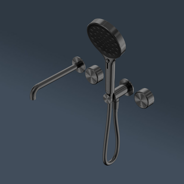 Nero Serenity Progressive Shower System With Spout With Metal Handle And Serenity Hand Shower Gunmetal