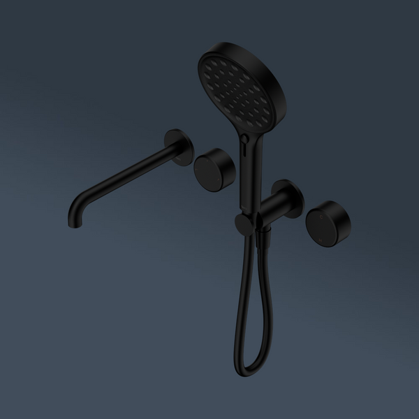 Nero Serenity Progressive Shower System With Spout With Metal Handle And Serenity Hand Shower Matte Black