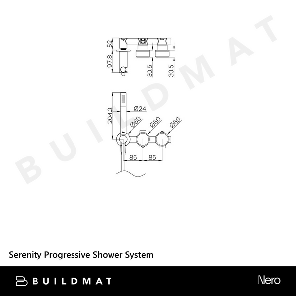 Nero Serenity Progressive Shower System With Carrara Handle And Slim Shower Brushed Gold