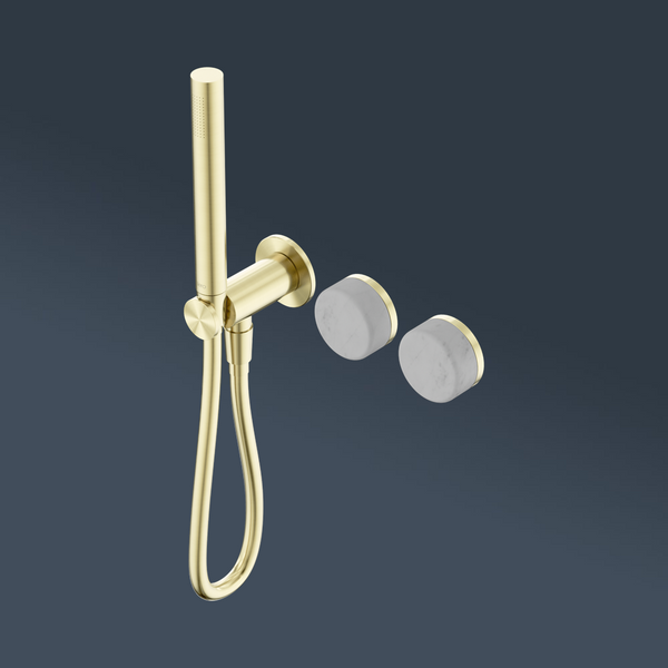 Nero Serenity Progressive Shower System With Carrara Handle And Slim Shower Brushed Gold