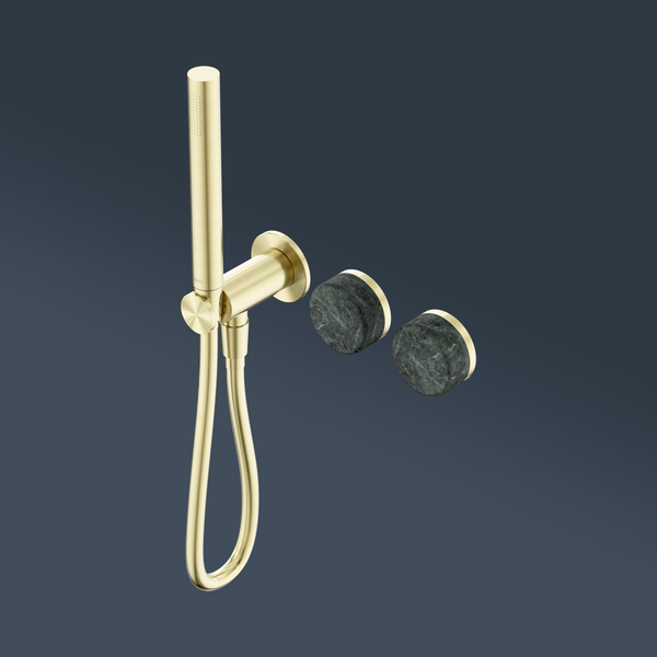 Nero Serenity Progressive Shower System With Verde Alpi Handle And Slim Shower Brushed Gold