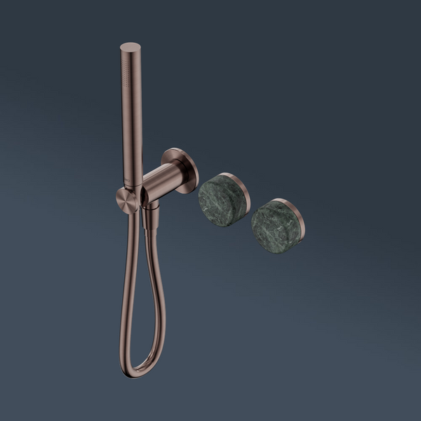 Nero Serenity Progressive Shower System With Verde Alpi Handle And Slim Shower Brushed Bronze