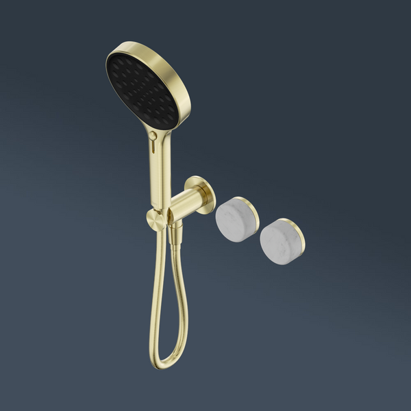 Nero Serenity Progressive Shower System With Carrara Handle And Serenity Hand Shower Brushed Gold