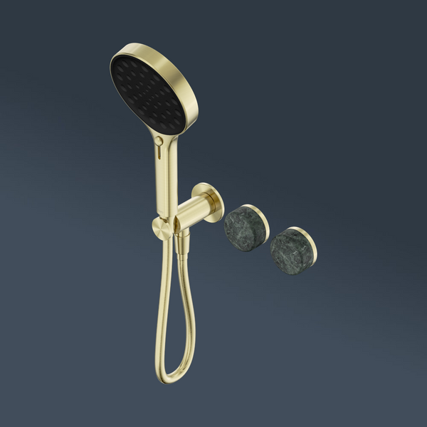 Nero Serenity Progressive Shower System With Verde Alpi Handle And Serenity Hand Shower Brushed Gold