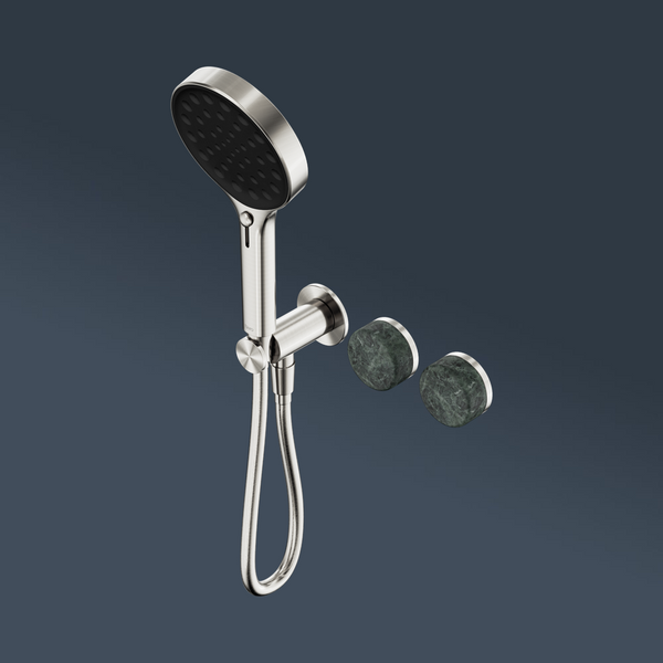 Nero Serenity Progressive Shower System With Verde Alpi Handle And Serenity Hand Shower Brushed Nickel