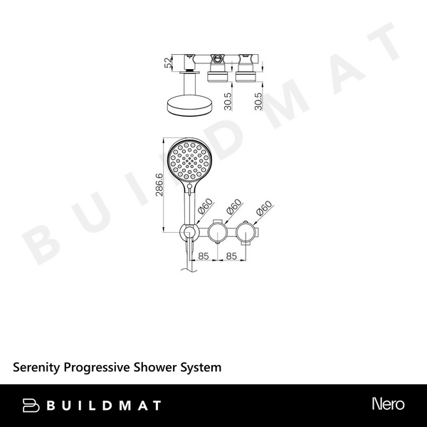 Nero Serenity Progressive Shower System With Verde Alpi Handle And Serenity Hand Shower Matte Black