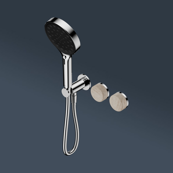 Nero Serenity Progressive Shower System With Rome Travertine Handle And Serenity Hand Shower Chrome