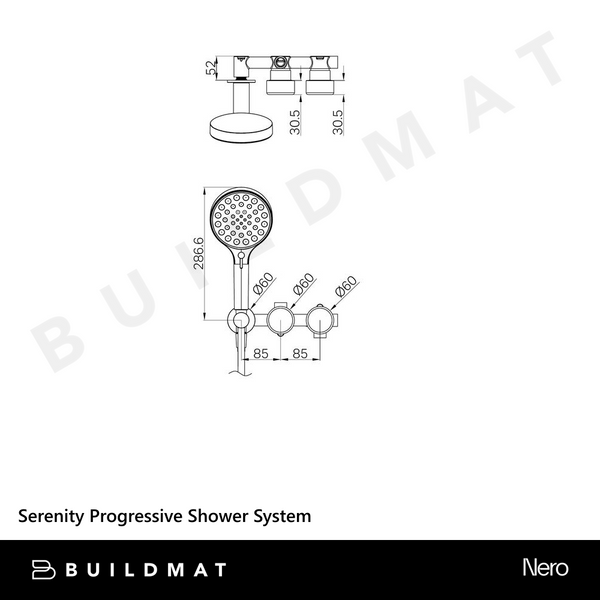 Nero Serenity Progressive Shower System With Metal Handle And Serenity Hand Shower Gunmetal