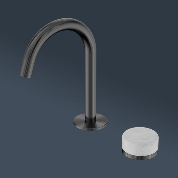 Nero Serenity Progressive Basin Mixer Arc Spout With Carrara Handle Gunmetal