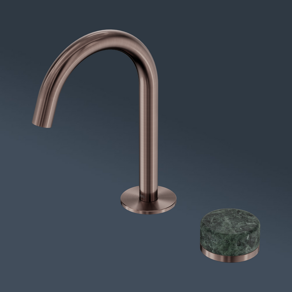 Nero Serenity Progressive Basin Mixer Arc Spout With Verde Alpi Handle Brushed Bronze