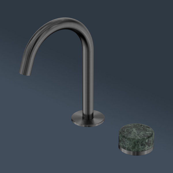Nero Serenity Progressive Basin Mixer Arc Spout With Verde Alpi Handle Gunmetal