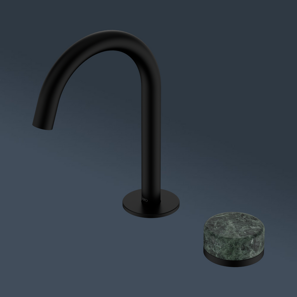 Nero Serenity Progressive Basin Mixer Arc Spout With Verde Alpi Handle Matte Black