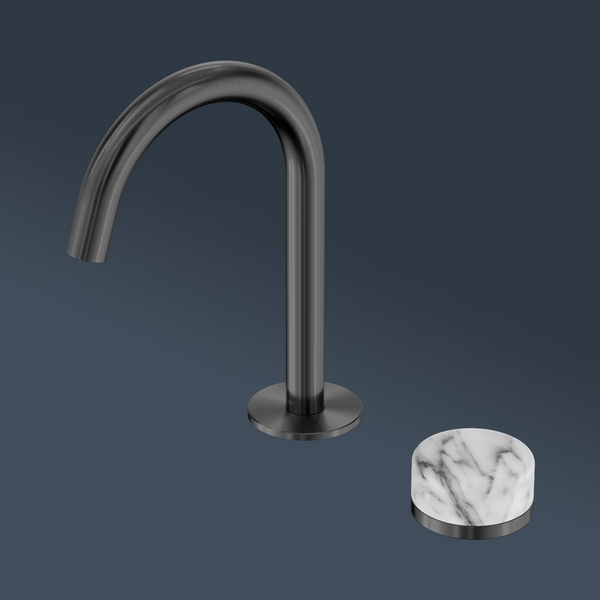 Nero Serenity Progressive Basin Mixer Arc Spout With Arabescato Corchia Handle Gunmetal