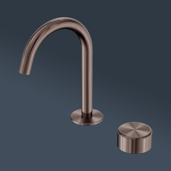Nero Serenity Progressive Basin Mixer Arc Spout With Metal Handle Brushed Bronze