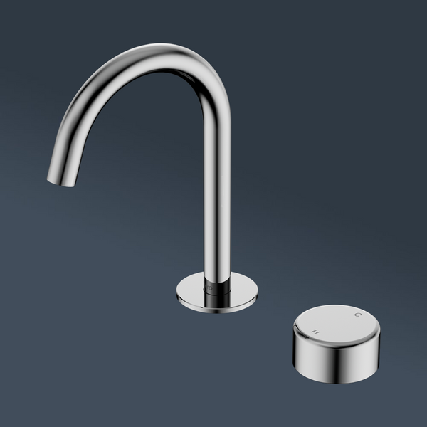 Nero Serenity Progressive Basin Mixer Arc Spout With Metal Handle Chrome