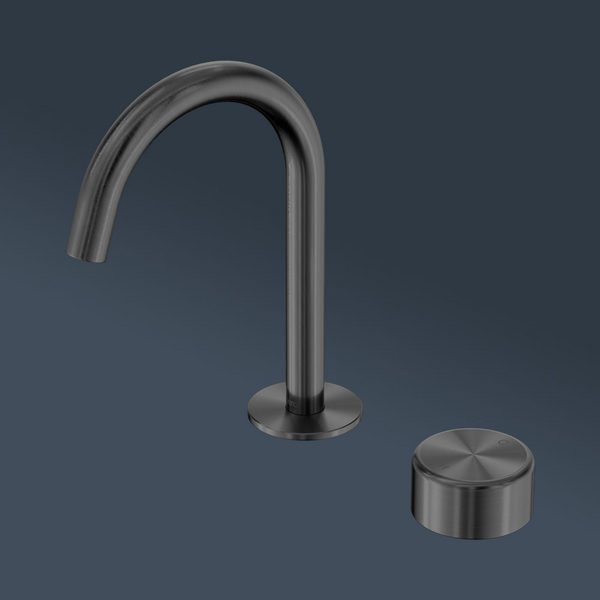 Nero Serenity Progressive Basin Mixer Arc Spout With Metal Handle Gunmetal
