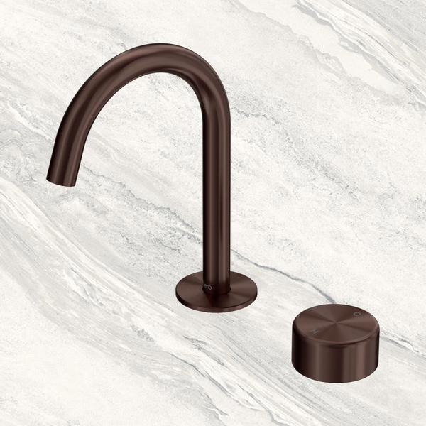 Nero Serenity Progressive Basin Mixer Arc Spout With Metal Handle Rome Bronze Lead Free