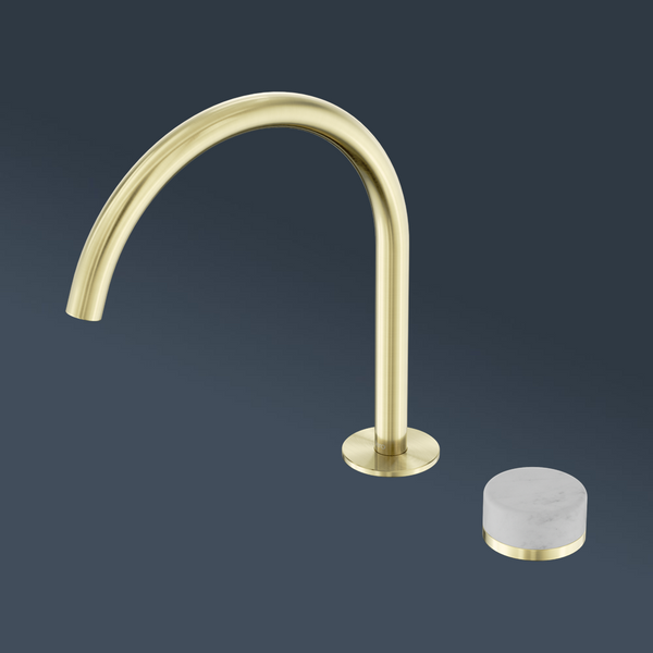 Nero Serenity Progressive Bath/Kitchen Mixer Arc Spout With Carrara Handle Brushed Gold