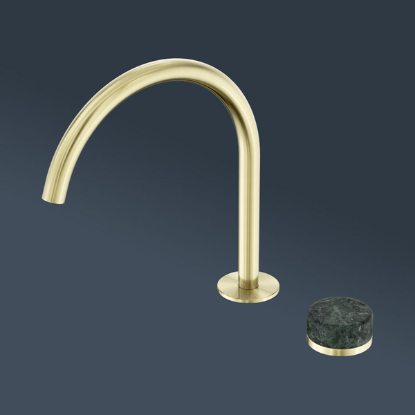 Nero Serenity Progressive Bath/Kitchen Mixer Arc Spout With Verde Alpi Handle Brushed Gold