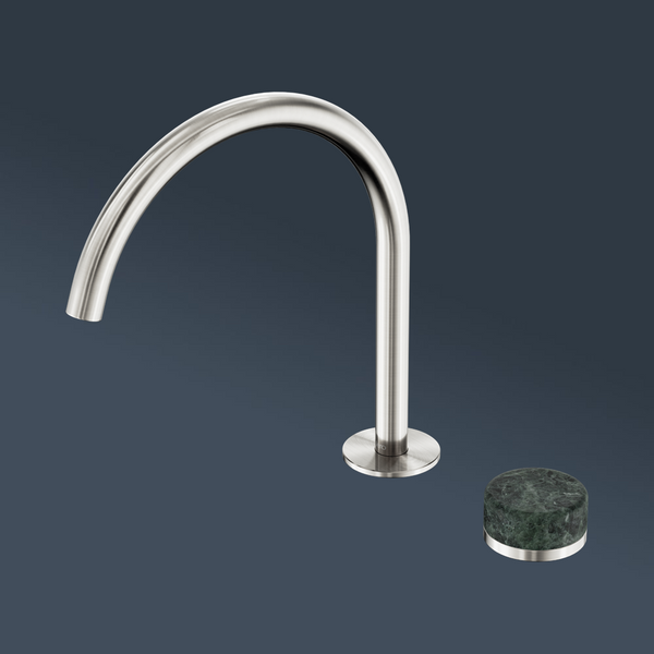 Nero Serenity Progressive Bath/Kitchen Mixer Arc Spout With Verde Alpi Handle Brushed Nickel