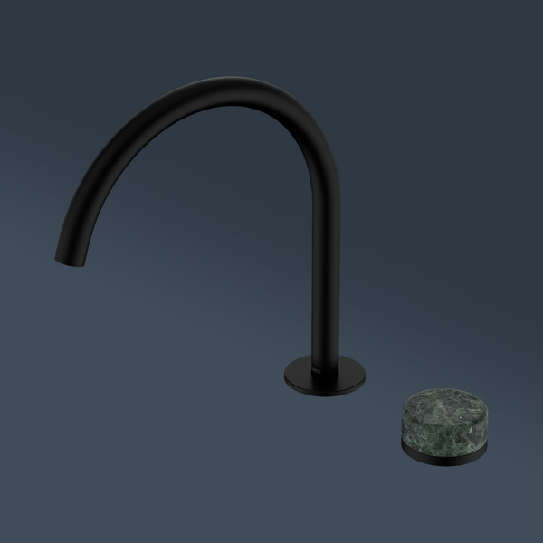 Nero Serenity Progressive Bath/Kitchen Mixer Arc Spout With Verde Alpi Handle Matte Black