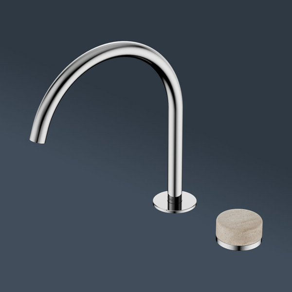 Nero Serenity Progressive Bath/Kitchen Mixer Arc Spout With Rome Travertine Handle Chrome