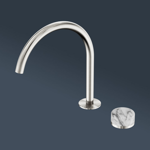 Nero Serenity Progressive Bath/Kitchen Mixer Arc Spout With Arabescato Corchia Handle Brushed Nickel