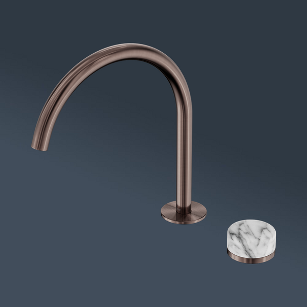 Nero Serenity Progressive Bath/Kitchen Mixer Arc Spout With Arabescato Corchia Handle Brushed Bronze