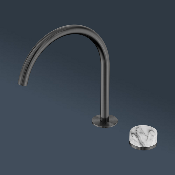 Nero Serenity Progressive Bath/Kitchen Mixer Arc Spout With Arabescato Corchia Handle Gunmetal