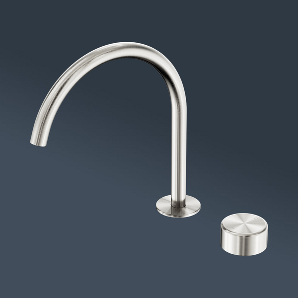 Nero Serenity Progressive Bath/Kitchen Mixer Arc Spout With Metal Handle Brushed Nickel