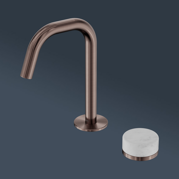Nero Serenity Progressive Basin Mixer Edge Spout With Carrara Handle Brushed Bronze