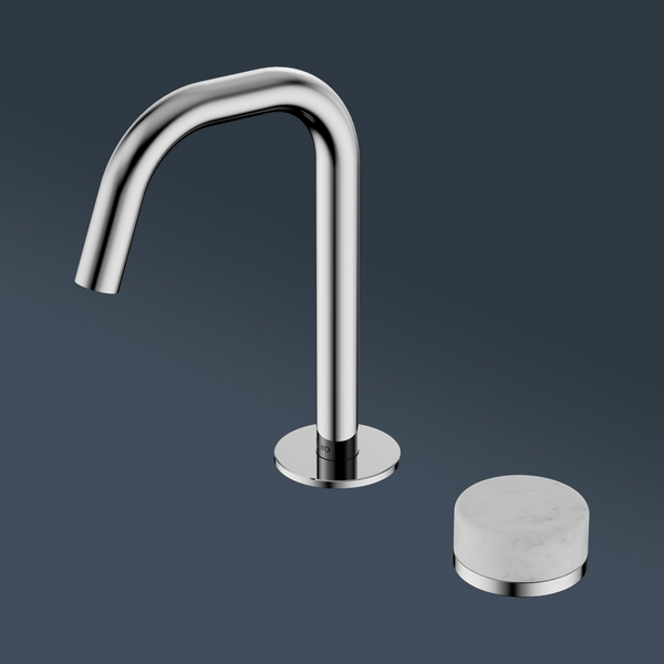 Nero Serenity Progressive Basin Mixer Edge Spout With Carrara Handle Chrome