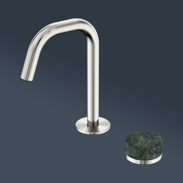Nero Serenity Progressive Basin Mixer Edge Spout With Verde Alpi Handle Brushed Nickel