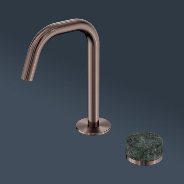 Nero Serenity Progressive Basin Mixer Edge Spout With Verde Alpi Handle Brushed Bronze