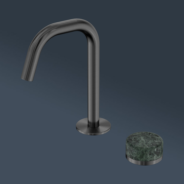 Nero Serenity Progressive Basin Mixer Edge Spout With Verde Alpi Handle Gunmetal