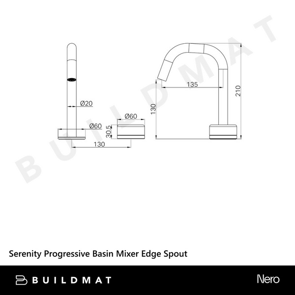 Nero Serenity Progressive Basin Mixer Edge Spout With Rome Travertine Handle Chrome