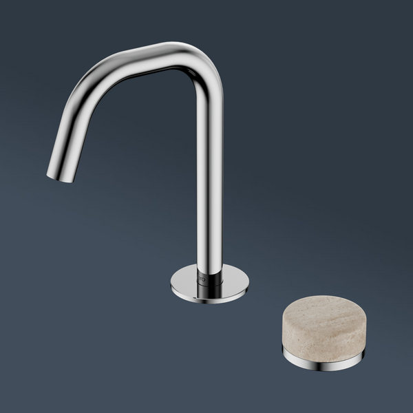 Nero Serenity Progressive Basin Mixer Edge Spout With Rome Travertine Handle Chrome