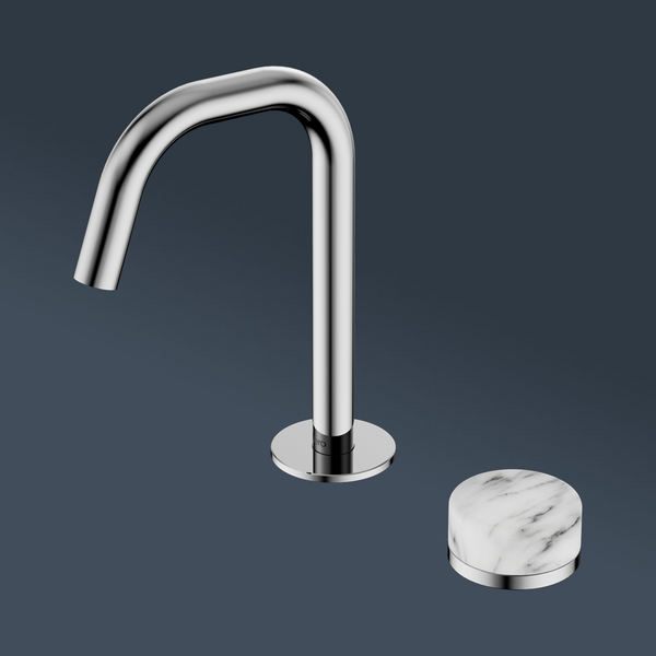 Nero Serenity Progressive Basin Mixer Edge Spout With Arabescato Corchia Handle Chrome