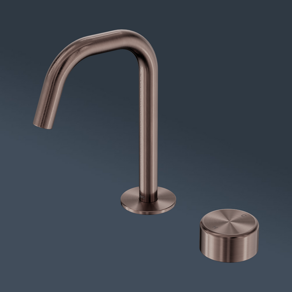 Nero Serenity Progressive Basin Mixer Edge Spout With Metal Handle Brushed Bronze