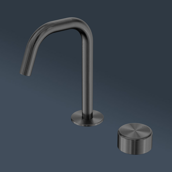 Nero Serenity Progressive Basin Mixer Edge Spout With Metal Handle Gunmetal