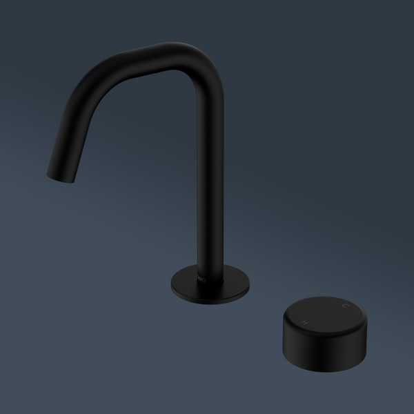 Nero Serenity Progressive Basin Mixer Edge Spout With Metal Handle Matte Black