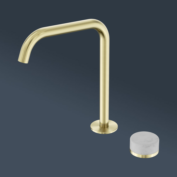 Nero Serenity Progressive Bath/Kitchen Mixer Edge Spout With Carrara Handle Brushed Gold