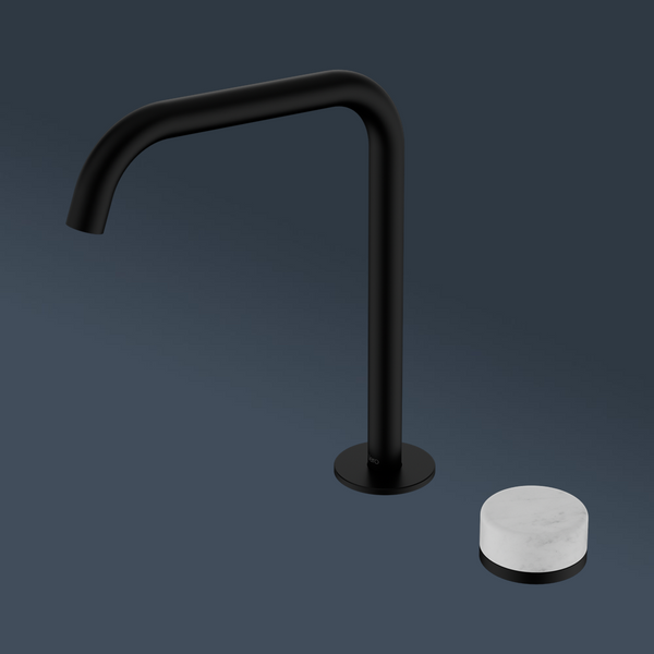 Nero Serenity Progressive Bath/Kitchen Mixer Edge Spout With Carrara Handle Matte Black